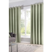 Fusion 'Sorbonne' 100% Cotton Light Filtering Plain Dyed Eyelet Curtains in Green | Size: 117 cm width x 229 cm drop
