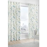 Fusion 'Fernworthy' 100% Cotton Botanical Print Pair of Eyelet Curtains in Green | Size: 117 cm width x 183 cm drop