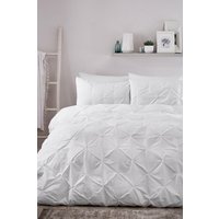 Serene 'Lara' Luxury Ruched Duvet Cover Set in White | Size: King