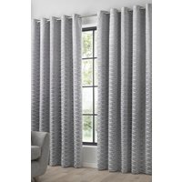 Curtina 'Kendal' Textured Weave Pair of Eyelet Curtains in Silver | Size: 229 cm width x 229 cm drop