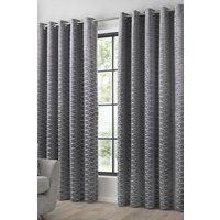 Curtina 'Kendal' Textured Weave Pair of Eyelet Curtains in Charcoal | Size: 168 cm width x 183 cm drop