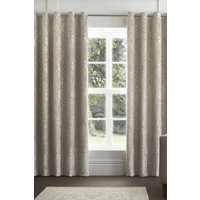 Curtina 'Chateau' Damask Patterned Pair of Eyelet Curtains in Natural | Size: 229 cm width x 183 cm drop