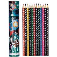 & 12 Coloured Pencils Tube Space Rocket