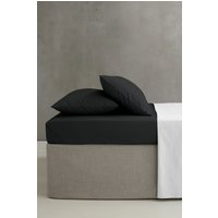 Catherine Lansfield 'Easy Iron Percale' Combed Polycotton 25cm Depth Sheet in Black | Size: Double Fitted