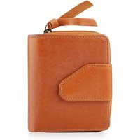 PRIMEHIDE Women's Small Bifold Purse - Real Leather, RFID Secure, Compact Design in Tan