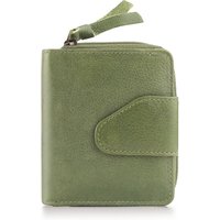 PRIMEHIDE Women's Small Bifold Purse - Real Leather, RFID Secure, Compact Design in Green