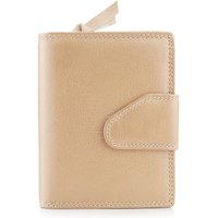 PRIMEHIDE Women's Medium Trifold Purse - Real Leather, RFID Secure, 12 Card Slots in Light Sand