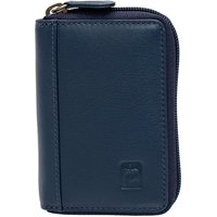 PRIMEHIDE Women's 'Concertina' RFID Leather Credit Card Wallet in Blue