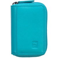PRIMEHIDE Women's 'Concertina' RFID Leather Credit Card Wallet in Turquoise