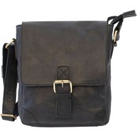 PRIMEHIDE Men's 'Columbia' Leather Buckle Messenger Bag in Black