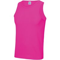 Just Cool Sports Gym Plain Tank Vest Top Pink