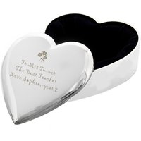Personalised Memento Company Women's Personalised Teacher Heart Flowers Trinket Box in Silver