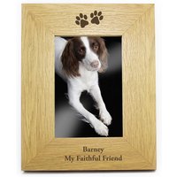 Personalised Memento Company Personalised Oak Finish 6x4 Paw Prints Photo Frame in Light Brown