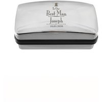 Personalised Memento Company Men's Personalised Decorative Wedding Best Man Cufflink Box in Silver