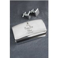 Personalised Memento Company Men's Personalised Decorative Wedding Page Boy Cufflink Box in Silver