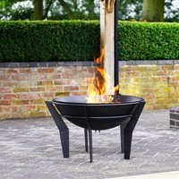 Ivyline Outdoor Metal Kendal Fire Pit on Stand in Black H44.5Cm W77Cm in Silver