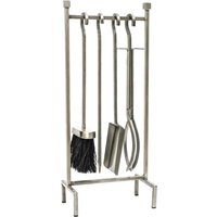 Ivyline Iron Hanging Rack Fireside Companion Set Pewter H51Cm W22cm in Silver
