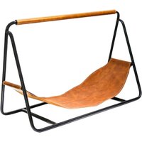 Ivyline Contemporary Black with Hanging Leather Log Holder