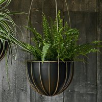 Ivyline Indoor Kensington Brass Tall Hanging Planter H60cm x D24cm in Metallics