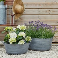 Ivyline Outdoor Matlock Oval Planter, H34cm x W58.50cm in Mid Grey