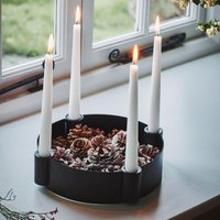 Ivyline Centrepiece Candle Holder in Black H7Cm W25Cm
