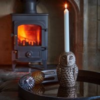 Ivyline Cast Aluminium Owl Candle Holder Antique Brass H14.5Cm W7.5Cm in Metallics