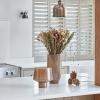 Ivyline Opulent Tall Curved Metallic Gold Vase H25Cm D16Cm | On trend design Made from pressed glass | Made in Europe