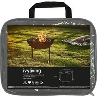 Ivyline Waterproof Fire Pit Cover - Round - H60CM W58CM in Grey