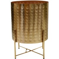 Ivyline Zendaya Gold Embossed Metal Planter with Stand, H25cm x D25cm