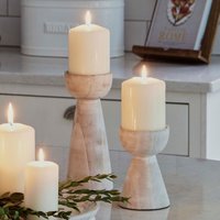 Ivyline Padstow White Wash Wooden Candle Holders 2 Pack | Matching Lanterns & Plates Available | Made of premium quality wood