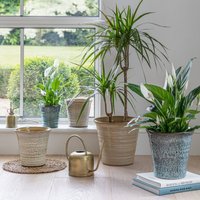 Ivyline Vallo Reactive Glaze Tapered Cream Planter H26.5cm D29.5cm