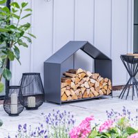 Ivyline Outdoor House Zinc Log Storage H88cm D100cm in Silver