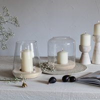 Padstow Whitewash Rounded Lantern H25 cm x 20cm Matching Candle Holders & Plates Available Made premium quality wood