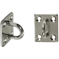 Primrose Silver Stainless Steel Square Pad Eye Shade Sail Fixing Bracket 5cm² in Metallic Silver