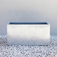 Primrose Zinc Galvanised Rectangular Silver Outdoor Trough Planter 70cm