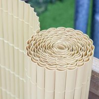Primrose Split Bamboo Artificial Privacy Garden Fence Screening Roll 4m x 1m in Beige