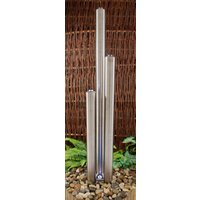 Primrose Stainless Steel Tubes Water Feature 3 Tube Contemporary Garden 156cm in Metallic Silver