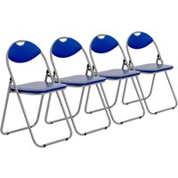 Harbour Housewares Padded Folding Chairs Pack of 4 in Blue