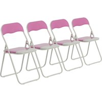 Harbour Housewares Coloured Padded Folding Chairs Pack of 4 in Pink