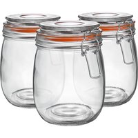 Argon Tableware Glass Storage Jars - 750ml/26.4oz - Set of 3 in Clear