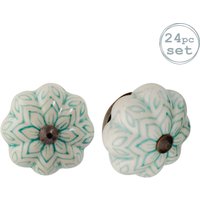 Nicola Spring Floral Ceramic Cabinet Knobs - Pack of 24 in Mint | Size: 1000mm x 500mm