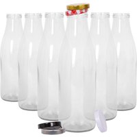 Glass Water Bottles Metal Lids Pack 6
