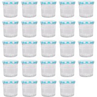 Argon Tableware 130ml Glass Jam Jars - Set of 24 - Empty Screw Top Preserving Jar in Blue