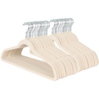 Harbour Housewares 50x Velvet Hangers - Non-Slip Coat Clothes Hangers with Trouser Bar in Ivory