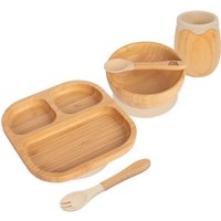 5pc Bamboo Suction Feeding Set Segmented Divided Set