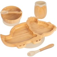 5pc Bamboo Suction Feeding Set Dinosaur Divided Set