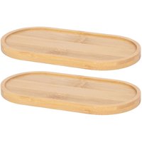 Harbour Housewares Bamboo Soap Dispenser Trays - Brown - Pack of 2