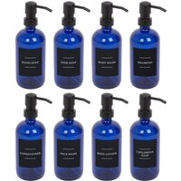 Glass Soap Dispensers Labels Pack 8 Blue
