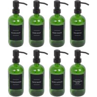 Glass Soap Dispensers Labels Pack 8 Green