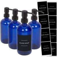 Glass Soap Dispensers Labels Pack 4 Blue